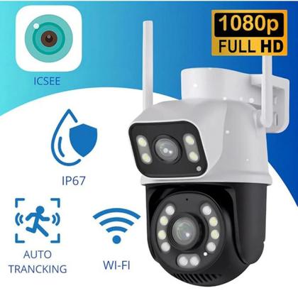 Imagem de Camera Externa Ip a Prova D'água Wifi Dupla 2 Em 1 com Visao Noturna C/ Infravermelho YOOSEE