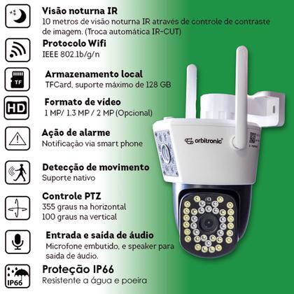 Imagem de Câmera Externa Lente Dupla Segurança Ip Infravermelho Wifi Hd Orbitronic