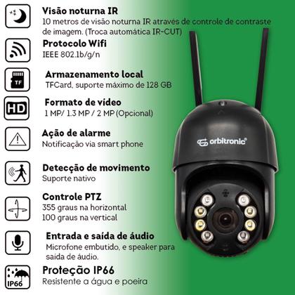Imagem de Câmera Externa Segurança Ip Infravermelho Wifi Hd Cor Preta Orbitronic