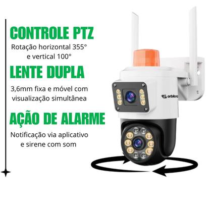 Imagem de Câmera Externa Segurança Wifi IP Dupla Lente Yoosee Visão Noturna A Prova Dágua Com Luz Sirene Alarme Orbitronic