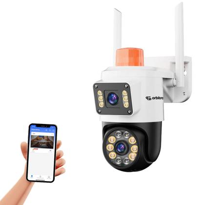 Imagem de Câmera Externa Segurança Wifi IP Dupla Lente Yoosee Visão Noturna A Prova Dágua Com Luz Sirene Alarme Orbitronic