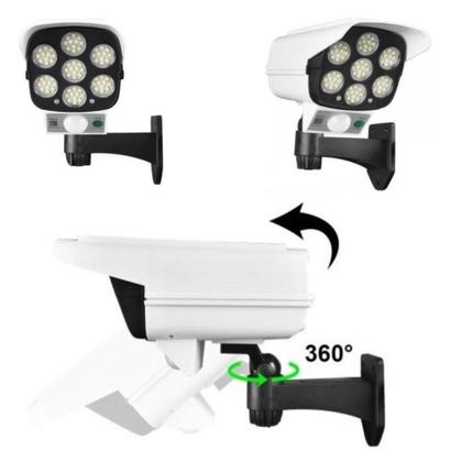 Imagem de Câmera Falsa Luz Led Sensor de Presença IP65 Refletor Solar Controle Remoto Câmera Falsa