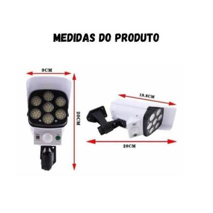 Imagem de Câmera Falsa Luz Led Sensor de Presença IP65 Refletor Solar Controle Remoto Câmera Falsa