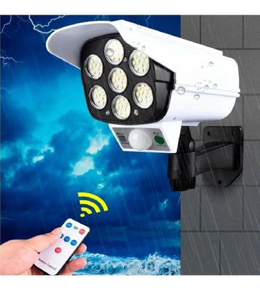 Imagem de Câmera Falsa Refletor Energia Solar Com Led Sensor Presença 
