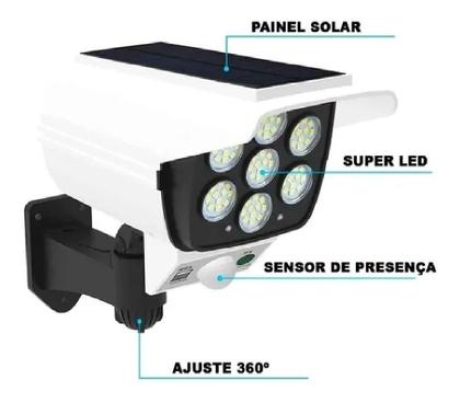 Imagem de Câmera Falsa Refletor Energia Solar Com Led Sensor Presença 