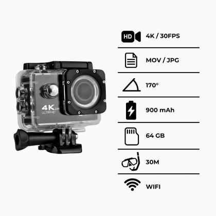 Imagem de Câmera Filmadora Action Pro 4K Sports ULTRA-HD Wi-fi