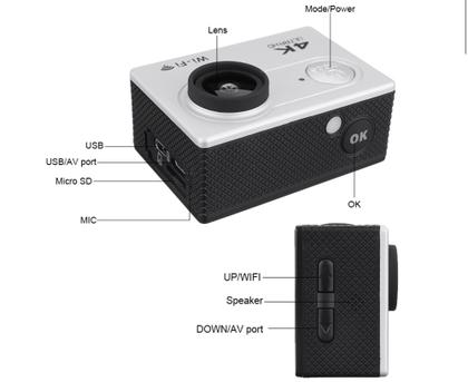 Imagem de Câmera Filmadora Esporte 4k Full Hd Wifi Youtube 1080p 2.0mp Com Controle