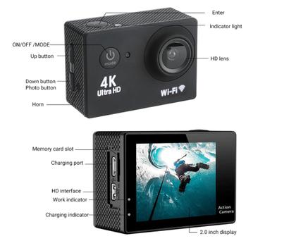 Imagem de Câmera Filmadora Esporte 4k Full Hd Wifi Youtube 1080p 2.0mp Com Controle