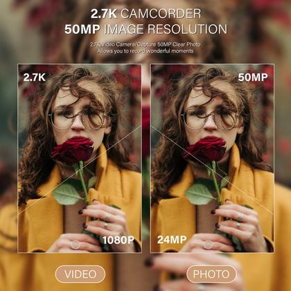 Imagem de Câmera Filmadora LOENTIR QHD 2.7K 50MP - Zoom Digital 16x