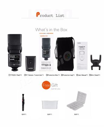 Imagem de Câmera Flash Godox TT520II Universal na câmera Speedlite