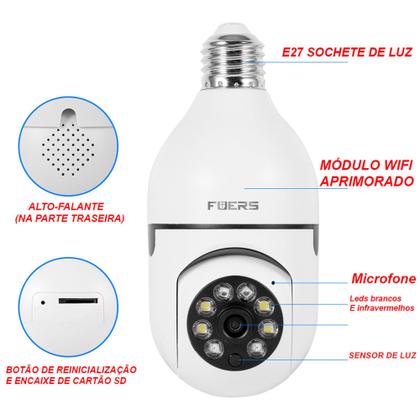 Imagem de Câmera Giratória 360 Wifi IP Lâmpada + Cartão Memória 64gb