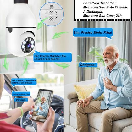 Imagem de Câmera Giratória 360 Wifi IP Lâmpada + Cartão Memória 64gb