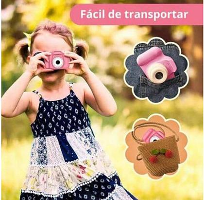 Imagem de Câmera Infantil 32GB Mini Efeitos Fotos Voz Recarregável Com Capa Foto Filma