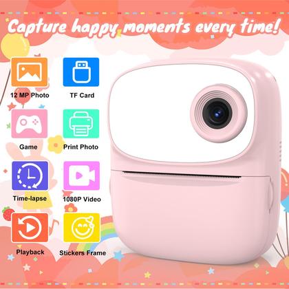 Imagem de Câmera infantil de impressão instantânea ICONLINK com cartão de 32 GB de papel de 3 rolos