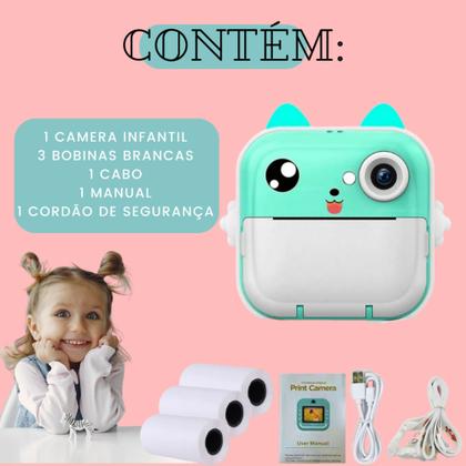 Imagem de Câmera Infantil Instantânea Filmadora Full Hd Divertida Jogo - AZUL