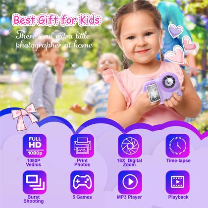 Imagem de Câmera infantil Trayoo Instant Print 8MP com tela de 3,5 polegadas roxa