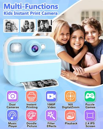 Imagem de Câmera Instantânea Infantil TKECWOB (3-12 anos) com Cartão SD de 32GB