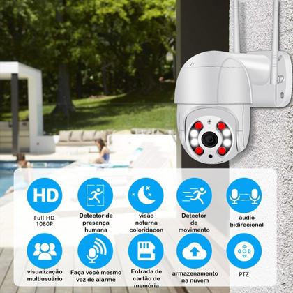 Imagem de Câmera Inteligente Wifi Ip A8 Externa Prova Dágua APP Icsee Full Hd 1080p
