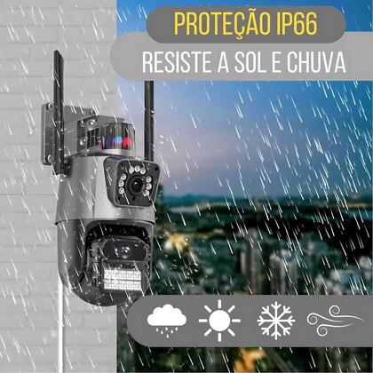 Imagem de Camera IP de Vigilância externa 4K Wifi Lente dupla prova dágua Flash rastreio de movimento alarme e sirene de dispersão 6MP câmera