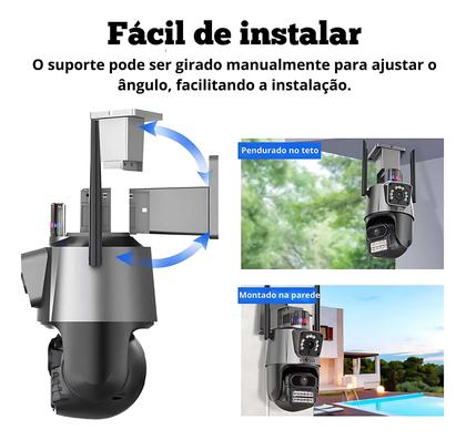 Imagem de Camera IP de Vigilância externa 4K Wifi Lente dupla prova dágua Flash rastreio de movimento alarme e sirene de dispersão 6MP câmera 