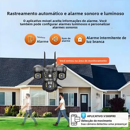 Imagem de Câmera IP Externa De 15MP WiFi Lentes Triplas Visão Noturna Monitor De Vídeo CCTV À Prova D'água