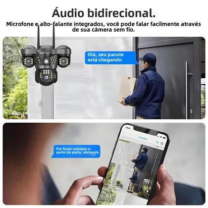 Imagem de Câmera IP Externa De 15MP WiFi Lentes Triplas Visão Noturna Monitor De Vídeo CCTV À Prova D'água