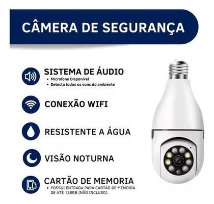 Imagem de Câmera IP Giratória Wifi Lâmpada com Visão Noturna - Vigilância Externa Avançada