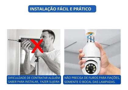 Imagem de Câmera Ip Lâmpada De Segurança Wifi Espia Panorâmica+Cartão de Memoria 64gb