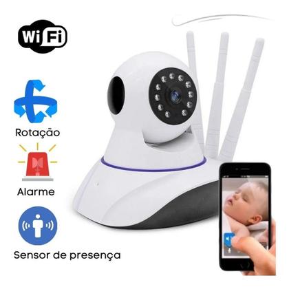 Imagem de Câmera Ip Noturna Segurança Espiã 1080p HD Audio Led Wifi Wireless 3g Sensor Infravermelho 3 Antenas