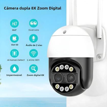 Imagem de Câmera IP PTZ 4K 8MP BESDER WiFi - Lente Dupla 2.8 + 12mm, Detecção Humana, Zoom Híbrido 8x