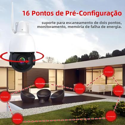 Imagem de Câmera IP PTZ Externa 4K 8MP Com WiFi, Zoom De 50X, Detecção Humana Por IA, Visão Noturna De 60m,