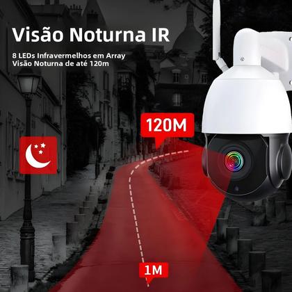 Imagem de Câmera IP PTZ Externa 4K 8MP Com WiFi, Zoom De 50X, Detecção Humana Por IA, Visão Noturna De 60m,