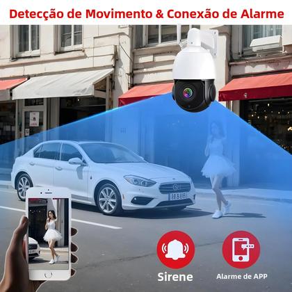 Imagem de Câmera IP PTZ Externa 4K 8MP Com WiFi, Zoom De 50X, Detecção Humana Por IA, Visão Noturna De 60m,