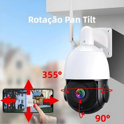 Imagem de Câmera IP PTZ Externa 4K 8MP Com WiFi, Zoom De 50X, Detecção Humana Por IA, Visão Noturna De 60m,
