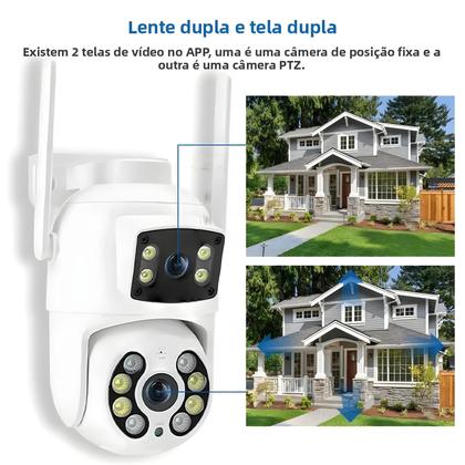 Imagem de Câmera IP PTZ Externa 4K Wifi 8MP Com Lentes Duplas E Telas Duplas Detecção Humana Por IA CCTV Sem