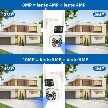 Imagem de Câmera IP PTZ Externa 4K Wifi 8MP Com Lentes Duplas E Telas Duplas Detecção Humana Por IA CCTV Sem