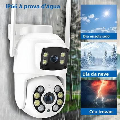 Imagem de Câmera IP PTZ Externa 4K Wifi 8MP Com Lentes Duplas E Telas Duplas Detecção Humana Por IA CCTV Sem