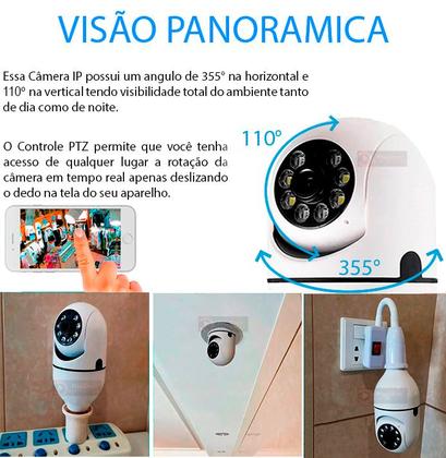 Imagem de Câmera Ip Ptz Speed Dome Wi-fi Segurança Lâmpada Espiã Robô Giratória Sensor Movimento Com áudio