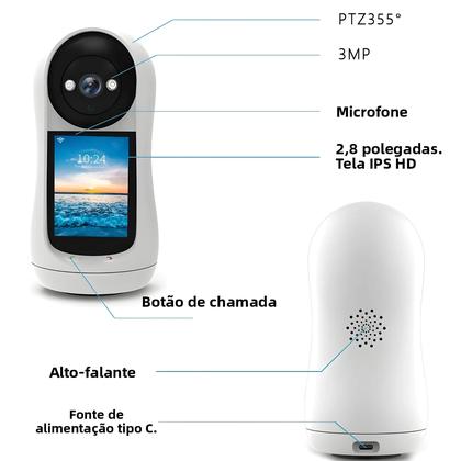 Imagem de Câmera IP PTZ Wifi 2K 4MP Com Tela IPS De 2.8 Polegadas Detecção De Choro De Bebê Monitor De Bebê