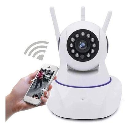 Imagem de câmera iP robô 3 antenas wifi visão noturna full HD 360º microfone áudio babá eletrônica robozinho sem fio app yoosee