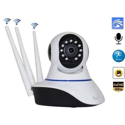 Imagem de câmera iP robô 3 antenas wifi visão noturna full HD 360º microfone áudio babá eletrônica robozinho sem fio app yoosee