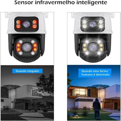 Imagem de Câmera IP Sem Fio de Segurança Externa HD 3MP, Dupla Lente Grande Angular à Prova D'água