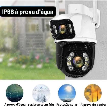 Imagem de Câmera IP Sem Fio de Segurança Externa HD 3MP, Dupla Lente Grande Angular à Prova D'água