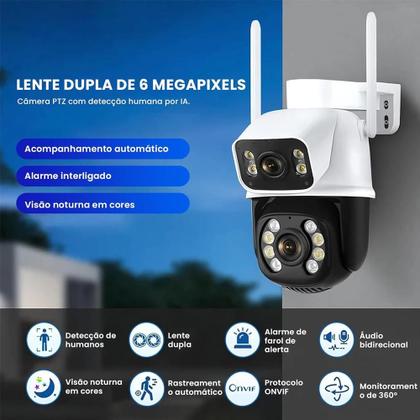Imagem de Câmera IP Sem Fio de Segurança Externa HD 3MP Visão Noturna Infravermelha
