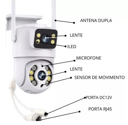 Imagem de Câmera IP Wi-fi Lentes Dupla Externa Prova D'água Infravermelho HD 1080P