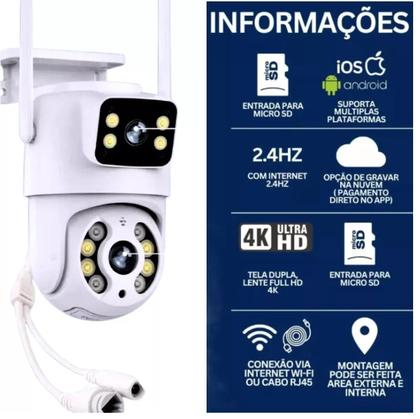Imagem de Câmera IP Wi-fi Lentes Dupla Externa Prova D'água Infravermelho HD 1080P