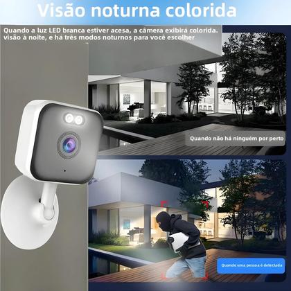 Imagem de Câmera IP WiFi 5MP Interna Sem Fio Visão Noturna Colorida Detecção Humana AI Tuya Mini CCTV