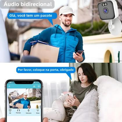 Imagem de Câmera IP WiFi 5MP Interna Sem Fio Visão Noturna Colorida Detecção Humana AI Tuya Mini CCTV