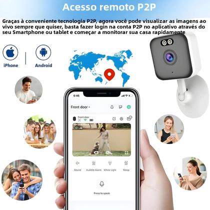 Imagem de Câmera IP WiFi 5MP Interna Sem Fio Visão Noturna Colorida Detecção Humana AI Tuya Mini CCTV
