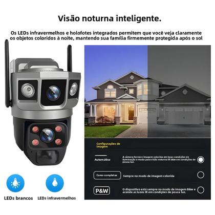 Imagem de Câmera IP WiFi À Prova D'água De 12MP Com Painel Solar De Lente Dupla, Detecção De Movimento PIR,
